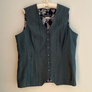 DESIGNS MONAED 100% Silk Vest Waistcoat Button Front V Neck Lined Made Canada